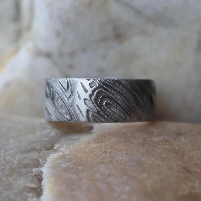 Damascus Etched Men’s Ring by Andrew Nyce — 10