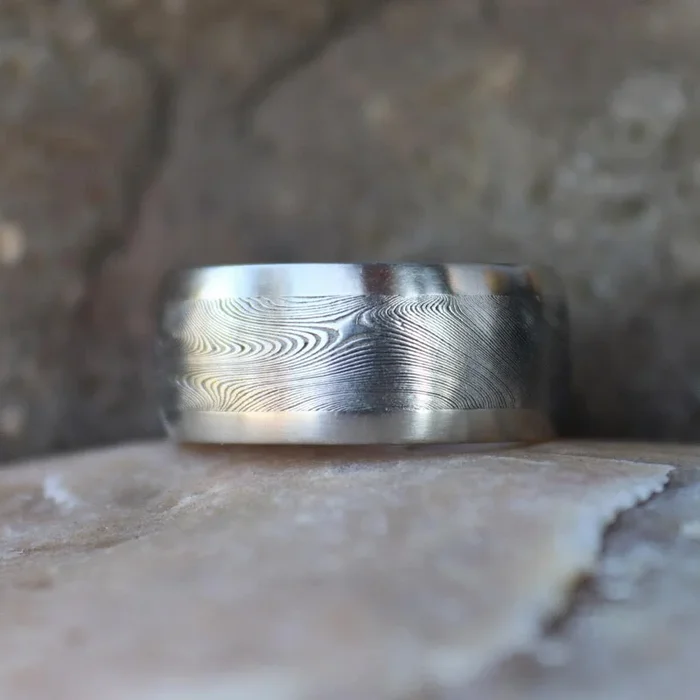 Damascus Wide Men’s Ring #2 by Andrew Nyce — 9