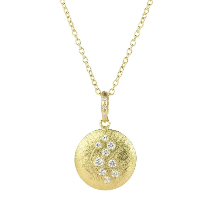 Dancing Diamond Disc Pendant Necklace