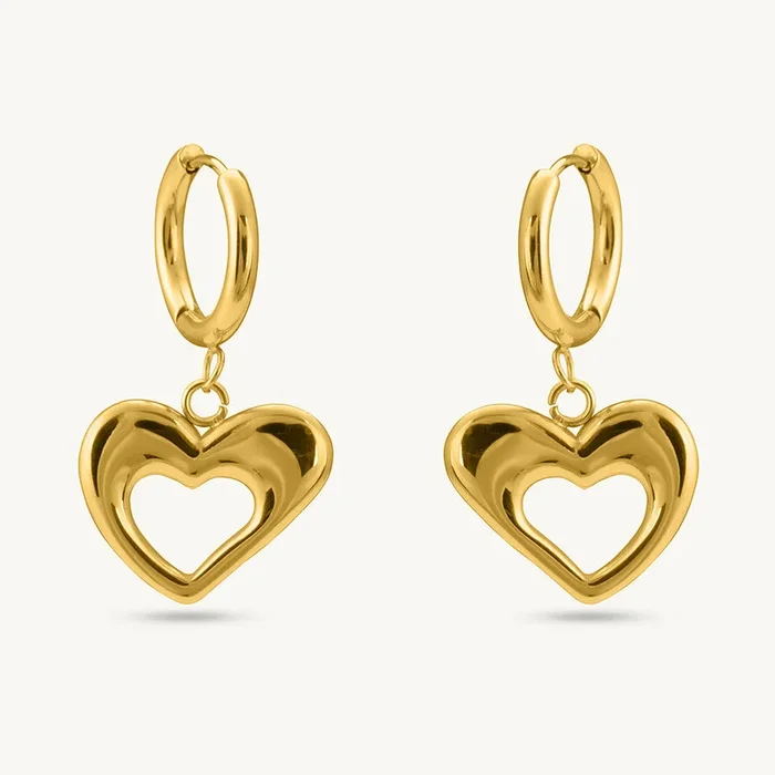 Dangling Heart Hoop Earrings