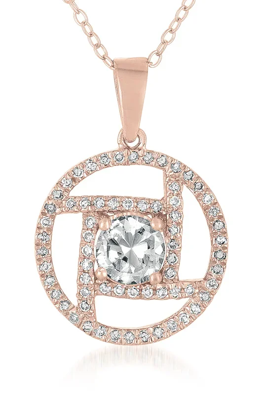 Danielle Pavé Pink Halo Pendentif Necklace