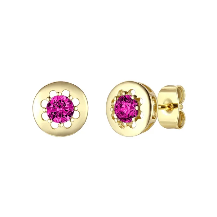 Daphne Solitaire Bezel Stud Pink Earrings