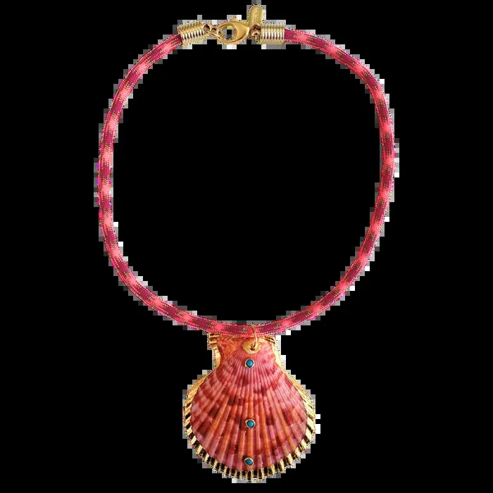 Dark Pink Rope Seashell Necklace