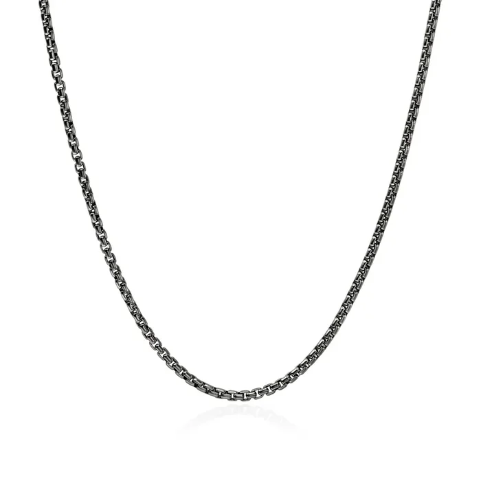 Dark Sterling Silver Box Chain Necklace 2.7MM