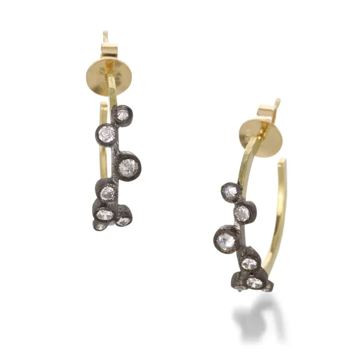 Darkened Bezel Hoops Earrings