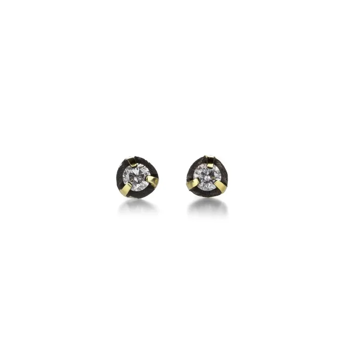 Darkened Halo Diamond Stud Earrings