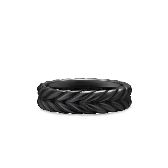 DAVID YURMAN Chevron Band Ring in Black Titanium, 6.2mm