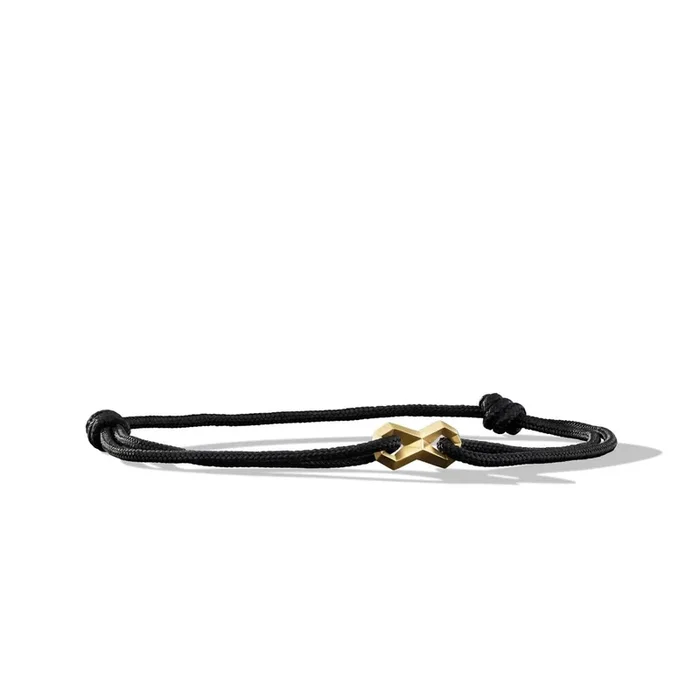 DAVID YURMAN Infinity Link Cord Bracelet in Black Nylon with 18K Yellow Gold, 9mm