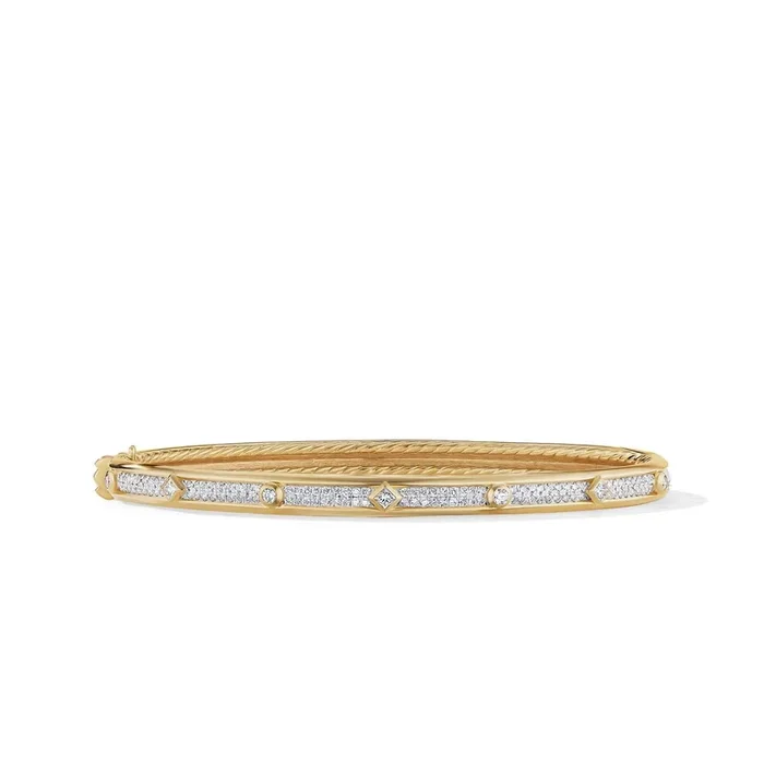 DAVID YURMAN Modern Renaissance Bangle Bracelet in 18K Yellow Gold with Full Pavé Diamonds, 4.5mm