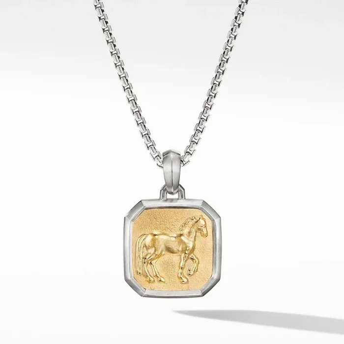 DAVID YURMAN Petrvs® Horse Amulet in Sterling Silver with 18K Yellow Gold, 22mm