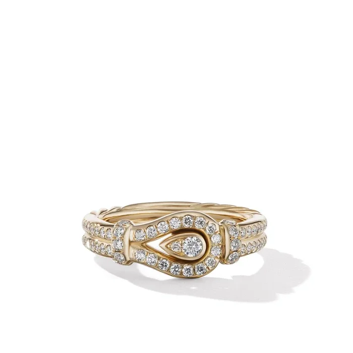 DAVID YURMAN Thoroughbred Loop Ring in 18K Yellow Gold with Diamonds, 4mm