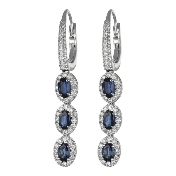 Day 1 – Blue Sapphire Earrings (Blue Sapphire 1.67 cts. White Diamond 1.06 cts.)