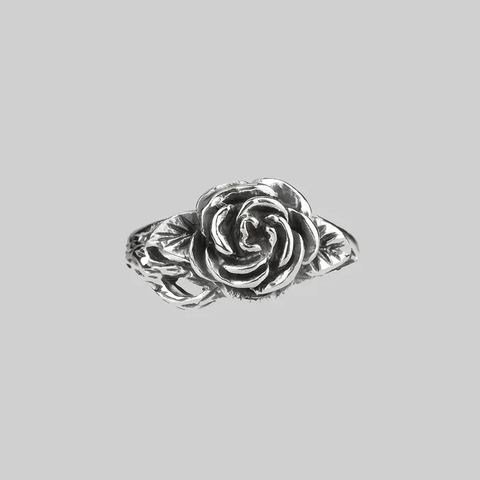 DEATHLY ROSE. Flourishing Rose Silver Ring