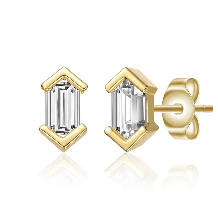 Deco Mini Baguette Couture Geometric Stud Earrings
