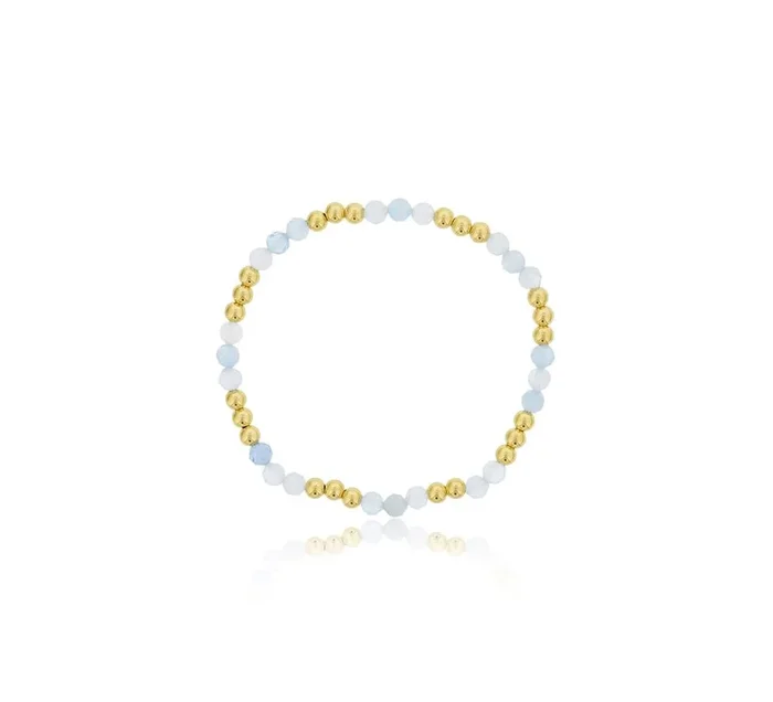 Dee Berkley Aquamarine & Gold Bead Station Bracelet
