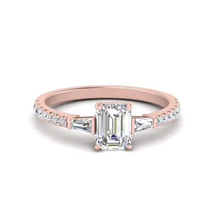 Delicate Antique Pave Emerald Engagement Ring