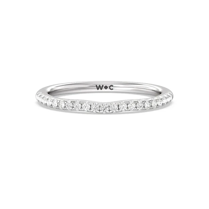Delicate Pinched Cathedral Solitaire Diamond Wedding Band