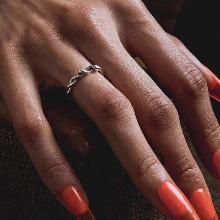 DEVISE. Double Headed Snake Twist Ring – Silver