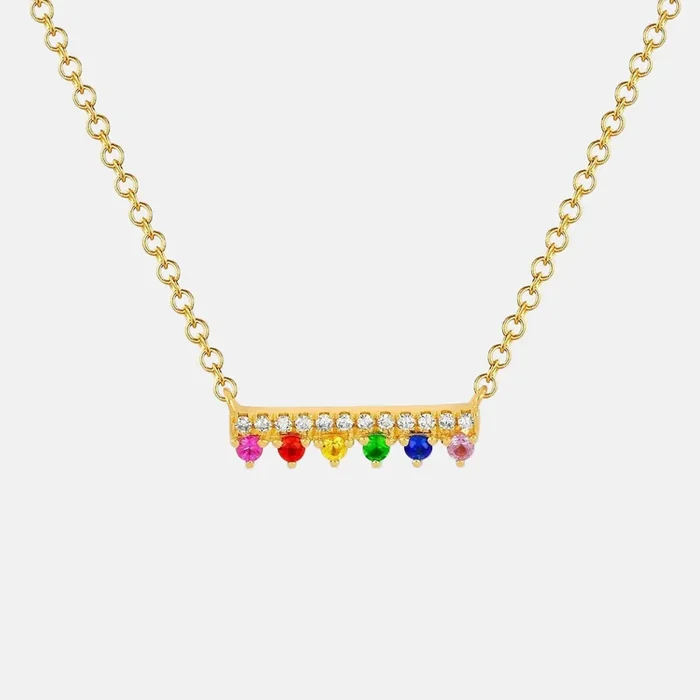 Diamond & Rainbow Chloe Bar Necklace