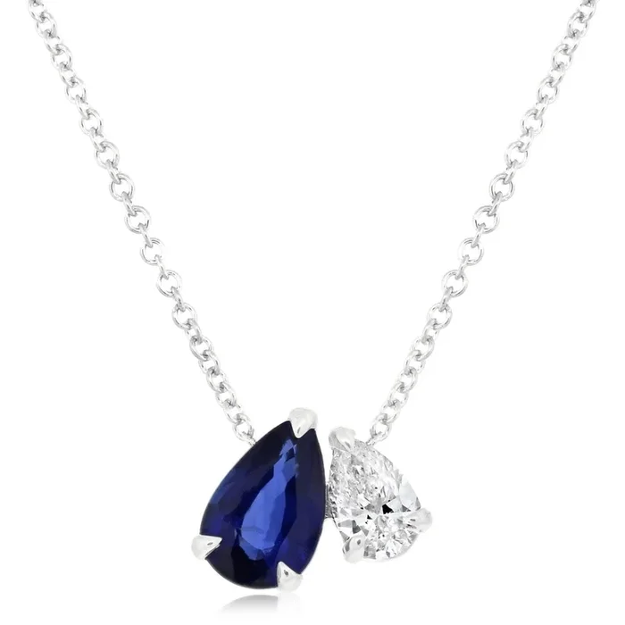 Diamond & Sapphire Toi Et Moi Necklace