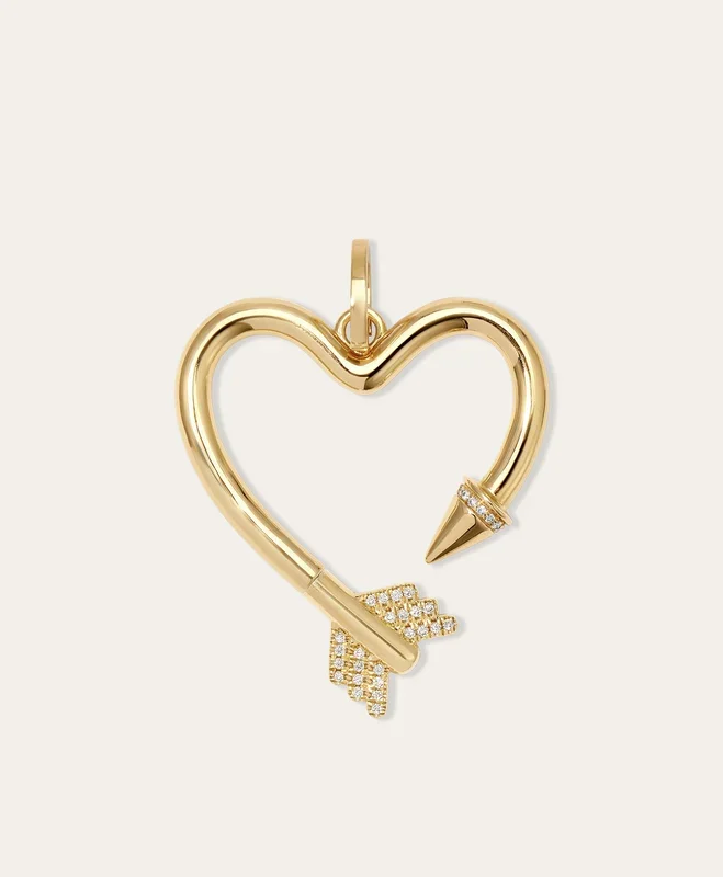 Diamond Arrow Heart Hinged Charm for Big Beads