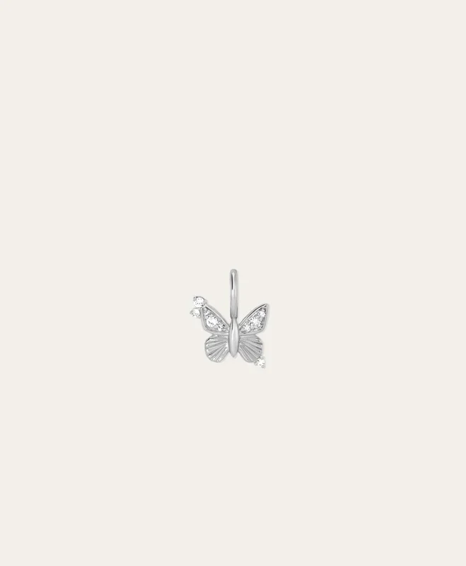 Diamond Butterfly Mini Charm in Sterling Silver