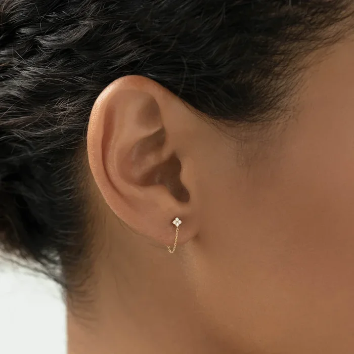 Diamond Chain Earrings 14k Gold – Alva