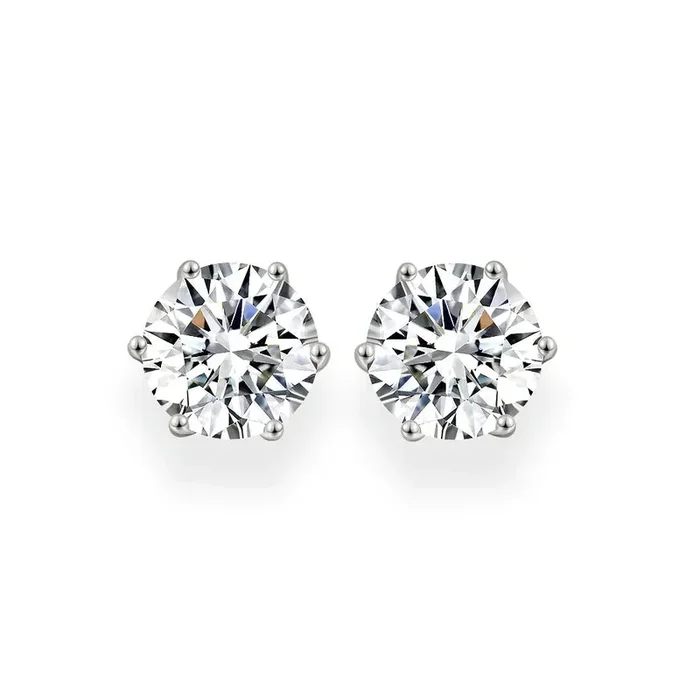 Diamond Crystalline 6 Prong Studs 6 Carat