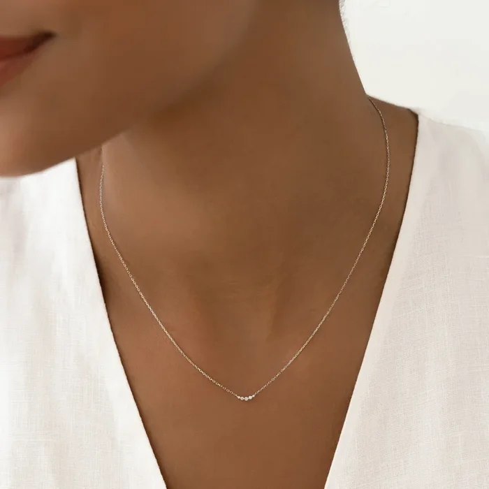 Diamond Curved Bar Necklace White Gold – Jemma