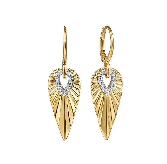 Diamond Cut Huggie Drop Earrings