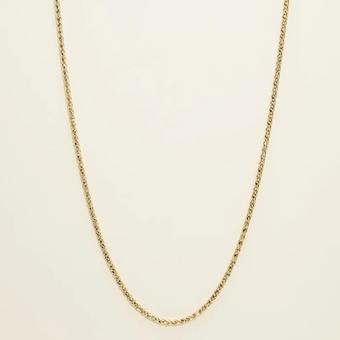 Diamond Cut Round Wheat Chain in 14kt Yellow Gold (22 inches and 2.5mm wide)