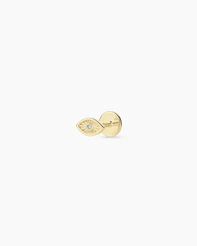 Diamond Evil Eye Flat Back Single Stud