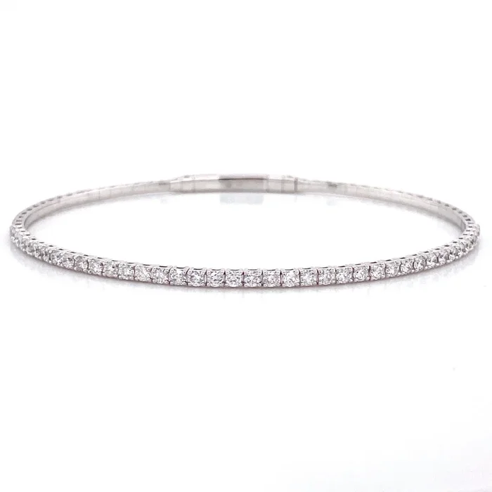 Diamond Flexible Bangle in White Gold (1.00 ctw)