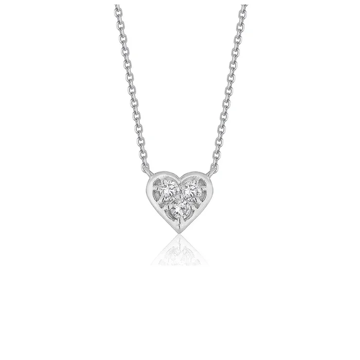 Diamond Heart Design Pendant in 14k White Gold
