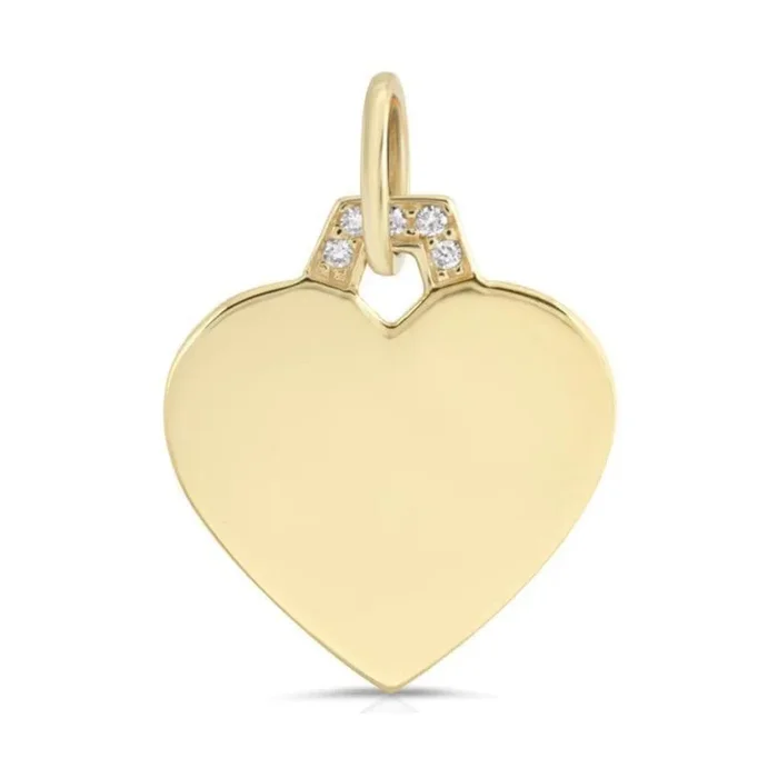 Diamond Heart Dog Tag Charm
