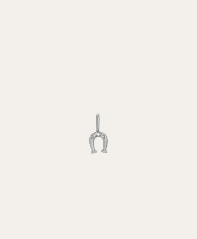Diamond Horseshoe Mini Charm in Sterling Silver