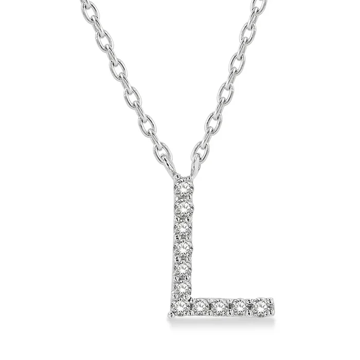 Diamond Initial L Pendant Necklace