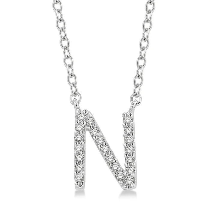 Diamond Initial N Pendant Necklace