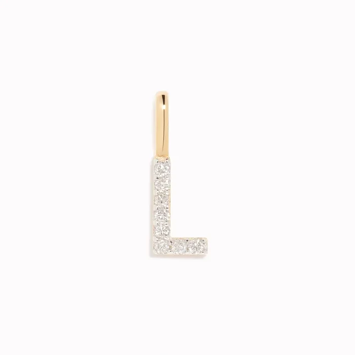 Diamond Initial Pendant 14k Gold – L