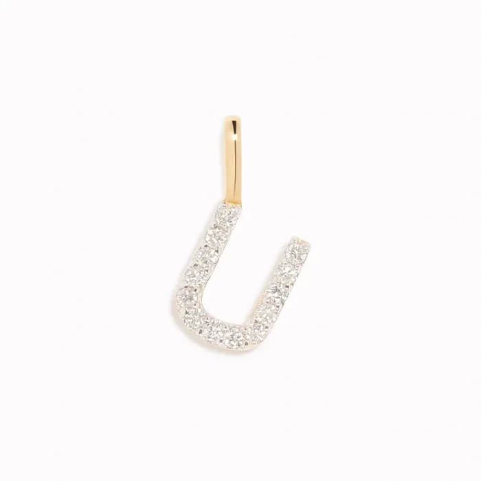 Diamond Initial Pendant 14k Gold – U