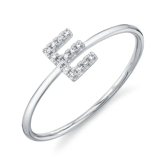 Diamond Initial Ring – E