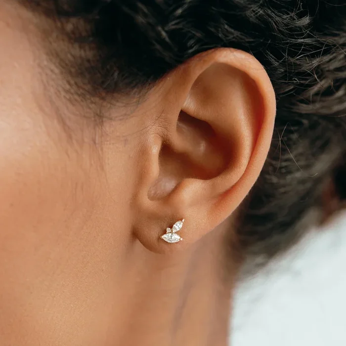 Diamond Leaf Earrings 14k Gold – Selma