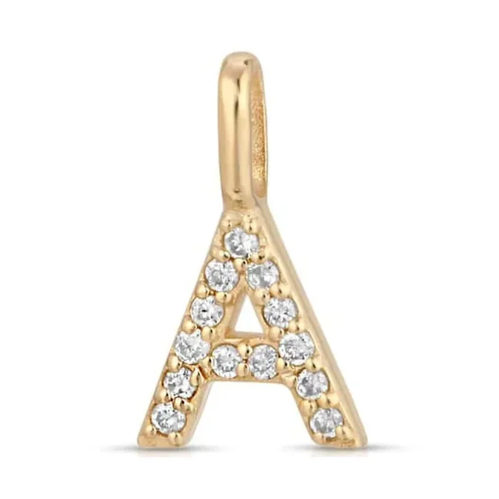 Diamond Letter Initial Gold Charms