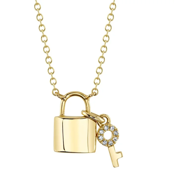 Diamond Lock and Key Necklace