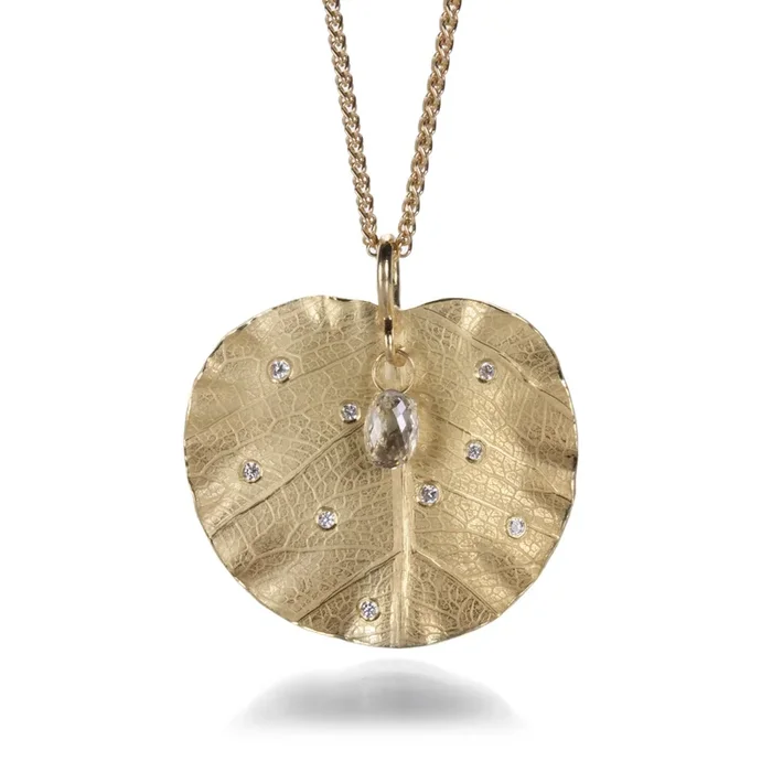 Diamond Lotus Leaf Necklace