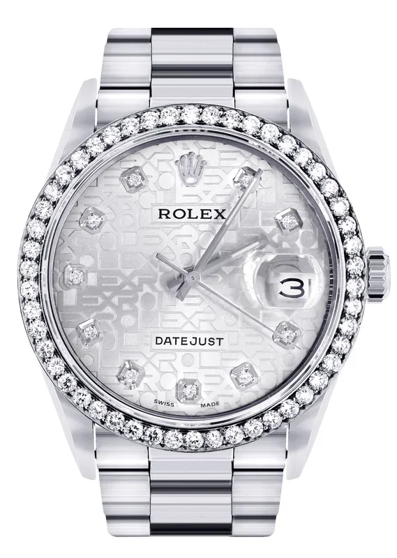 Diamond Mens Rolex Datejust Watch 16200 | 36 MM | Diamond Rolex Textured Dial | Oyster Band