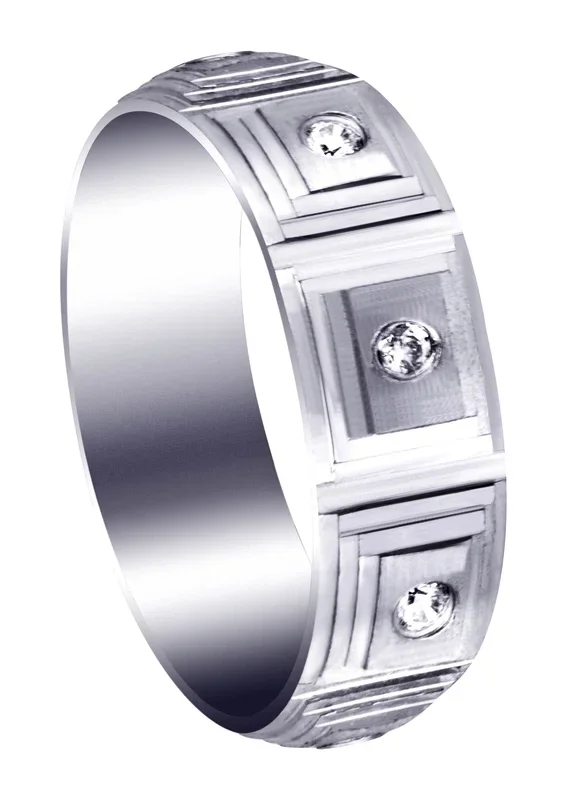 Diamond Mens Wedding Band | 0.24 Carats | Wire Matt Finish (Angelo)