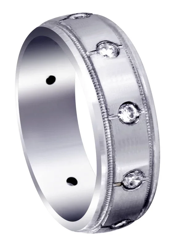 Diamond Mens Wedding Band | 0.5 Carats | Satin Finish (Mario)