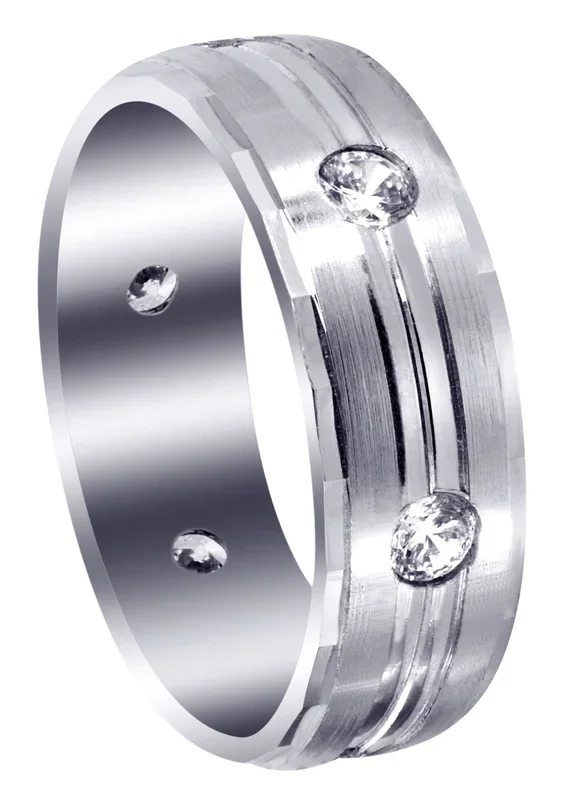 Diamond Mens Wedding Band | 0.6 Carats | Satin / High Polish Finish (Aden)