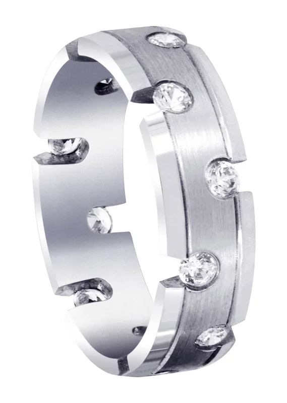 Diamond Mens Wedding Band | 0.84 Carats | Satin Finish (Anderson)